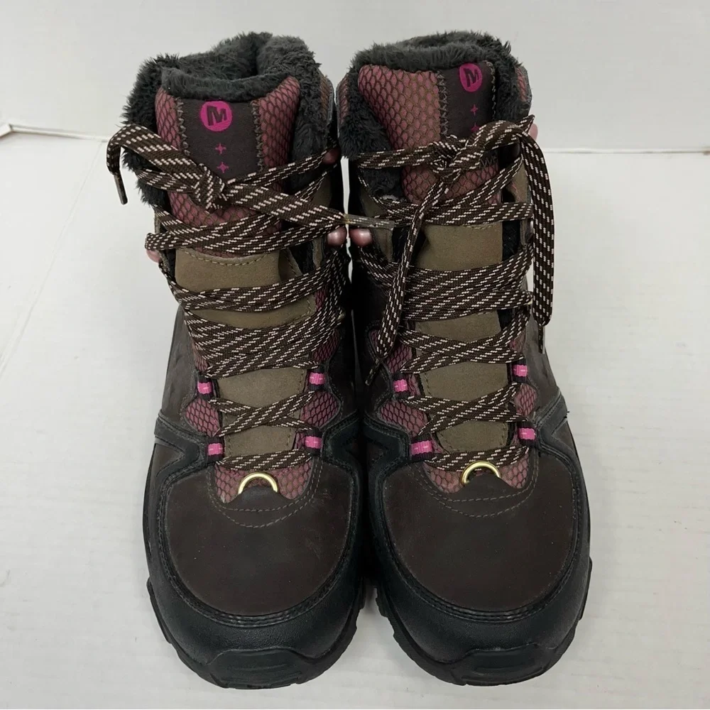 EUC Merrell Waterproof Brown and Pink Leather Winter Hiking Boot - Polorand 8.5